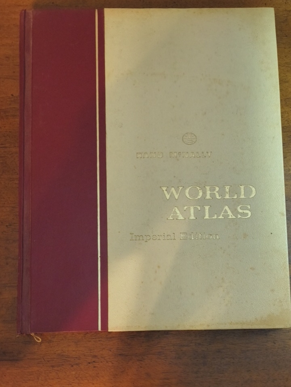 Vintage WORLD ATLAS Imperial Edition - Cream and Burgundy Hardcover Good Conditi